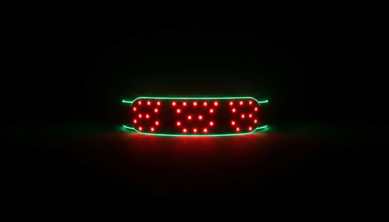 The Restoration Belt glowing red on black, traced by a teal rim light