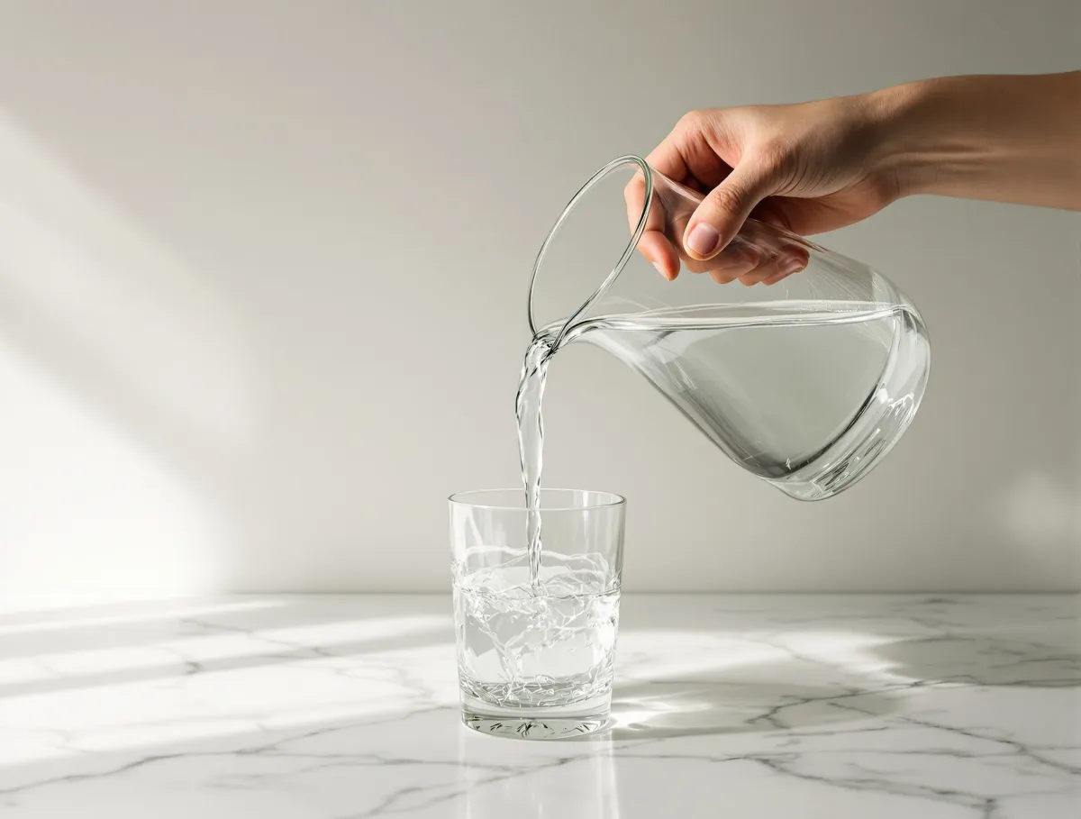 Water poured in soft light